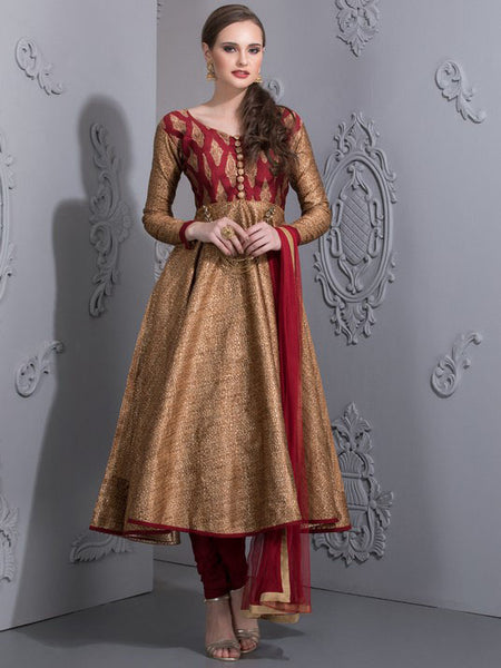 GORGEOUS MAROON KALIDAAR ANARKALI READY MADE SUIT - Asian Party Wear