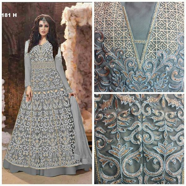 Z18001-B GREY ZOYA EMERALD WEDDING DRESS - Asian Party Wear