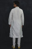 White Embroidered Kurta Pajama Indian Asian Grooms Wear - Asian Party Wear