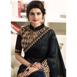 17708 BLACK KASEESH PRACHI GEORGETTE SAREE WITH HEAVY EMBROIDERED BLOUSE - Asian Party Wear