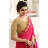 17710 PINK AND RED KASEESH PRACHI GEORGETTE SAREE WITH HEAVY EMBROIDERED BLOUSE - Asian Party Wear