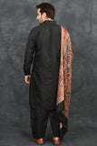 Black Kurta Shalwar Indian Groom Wedding Shawl Suit - Asian Party Wear