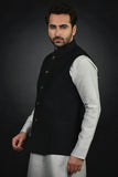 Black Waistcoat Pakistani Menswear Formal Kurta Pajama Suit - Asian Party Wear