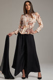 Peach & Black Modern Style Readymade Palazzo Suit - Asian Party Wear