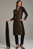 Black Brocade Kurti Style Ready to Wear Pakistani Suit - Asian Party Wear