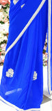 ROYAL BLUE INDIAN GEOGETTE PARTY STYLE SAREE - Asian Party Wear