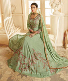 PEPPER STEM GREEN INDIAN MEHNDI WEDDING MAYOUN GOWN - Asian Party Wear