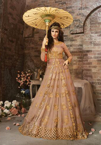 18004-D PEACH ZOYA EMERALD WEDDING WEAR LEHENGA - Asian Party Wear