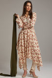 Beige Printed Stylish Indian kurti Suit - Asian Party Wear