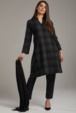 Grey & Black Woven Kurti Premium Quality Readymade Suit - Asian Party Wear