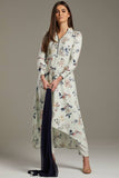 White C Cut Kurta Floral Printed Designer Suit - Asian Party Wear