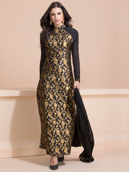 BLACK AND GOLD BROCADE LONG DRESS| READYMADE SUIT| ASIANCOUTURE BLACK AND GOLD BROCADE LONG DRESS| READYMADE SUIT| ASIANCOUTURE