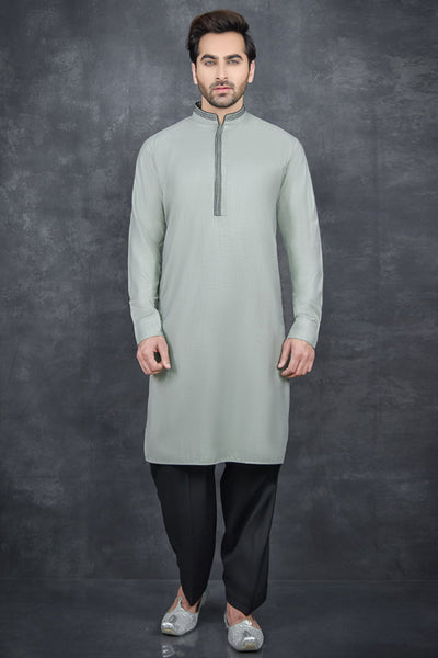 Green & Black Kurta Shalwar Pakistani Menswear - Asian Party Wear