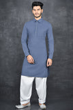 Blue & White Kurta Shalwar Pakistani Gents Wear - Asian Party Wear