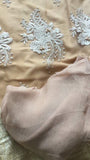 BEIGE SKIN CORAL PEARL PAKISTANI STYLE DESIGNER READY MADE SUIT - Asian Party Wear