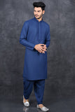 Navy Blue Kurta Shalwar Mens Readymade SUit - Asian Party Wear