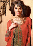 MN2703 FIESTA ORANGE MAISHA NEERJA JACKET STYLE GEORGETTE SUIT - Asian Party Wear