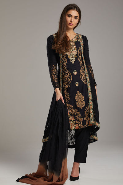 BLACK INDIAN ETHNIC TRENDY READYMADE SALWAR KAMEEZ - Asian Party Wear