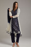 NAVY BLUE & WHITE PAKISTANI STYLE READYMADE SALWAR SUIT - Asian Party Wear