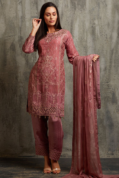 ROSE PINK DESIGNER PUNJABI SALWAR SUIT - Asian Party Wear