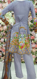 FADED DENIM BLUE SPRING SUMMER LAWN SALWAR KAMEEZ - Asian Party Wear