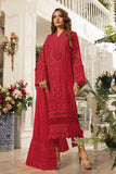 Samba Red Embroidered Organza Pakistani Style Suit - Asian Party Wear