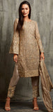 GOLD PAKISTANI DESIGNER READYMADE HEAVY GOLD CHIFFON SALWAR KAMEEZ - Asian Party Wear