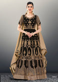 BLACK GULZAR INDIAN DESIGNER ANARKALI GOWN - Asian Party Wear