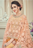 2001 YELLOW AND ORANGE KESARI GEORGETTE PARTY WEAR SUIT - Asian Party Wear