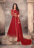 STUNNING RED LONG LENGTH WEDDING WEAR ANARKALI GOWN - Asian Party Wear