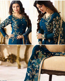 18012 TEAL BLUE SIMAR REENAZ AYESHA TAKIA PARTY WEAR ELEGANT SEMI STITCHED SALWAR SUIT - Asian Party Wear