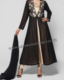 BLACK AND GOLD READYMADE PAKISTANI DESIGNER SUIT - Asian Party Wear