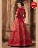 RED HEAVY EMBROIDERED INDIAN PUNJABI WEDDING LEHENGA - Asian Party Wear