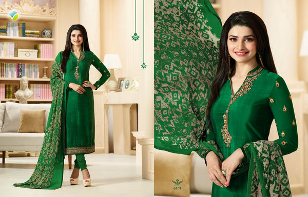 Green Royal Kaseesh Crepe Silkina Designer Salwar Suit - Asian Party Wear