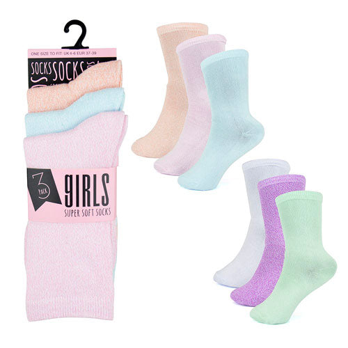 GIRLS 3 PACK SUPER SOFT SOCKS - Asian Party Wear