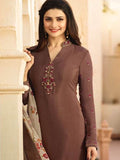 Pale Brown Royal Kaseesh Crepe Silkina Designer Salwar Suit - Asian Party Wear