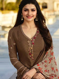 Brown Royal Kaseesh Crepe Silkina Designer Salwar Suit - Asian Party Wear