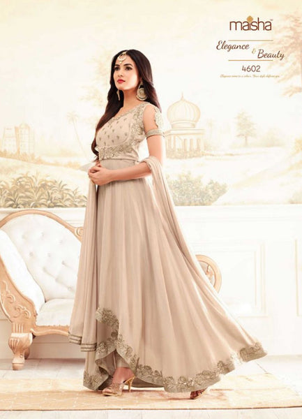 4602 BEIGE MAISHA ZARI DESIGNER WEDDING WEAR LEHENGA STYLE DRESS - Asian Party Wear