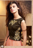 ZMS-3602 PEACH AND DARK GREEN MAISHA MASKEEN SEEP WEDDING WEAR ANARKALI SUIT - Asian Party Wear