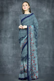 Mosaic Blue Printed Indian Formal Saree - Asian Party Wear