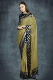 Military Olive & Navy Blue Indian Party Saree - Asian Party Wear