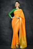 Saffron Yellow Banarsi Style Indian Ethnic Saree - Asian Party Wear