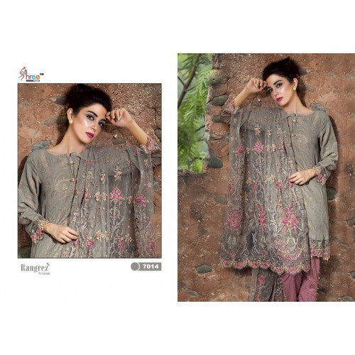 7014 GREY AND PINK RANGREZ READY MADE SALWAR SUIT - Asian Party Wear