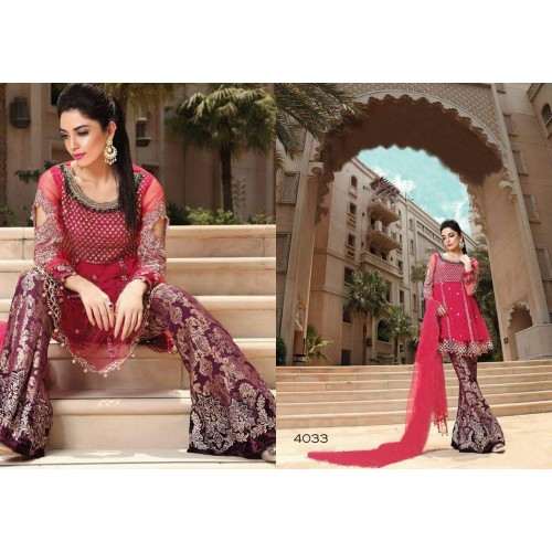 ZMB-4033 RED MARIA B STYLE PAKISTANI SALWAR KAMEEZ SUIT - Asian Party Wear