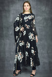 Black Floral Printed Flow Suit - Asian Party Wear