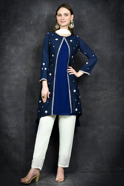 Blue Depths Jacket style Suit - Asian Party Wear