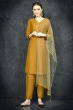 Mustard Straight Cut Kurti & Trouser Suit Set - Asian Party Wear