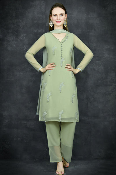 Light Green Indian Ethnic Salwar Suit - Asian Party Wear