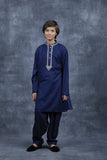 Navy Blue Pakistani Boys Kurta Shalwar Kids Suit - Asian Party Wear