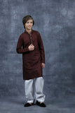 Dark Maroon Embroidered Eid Kurta For Boys Designer Boyswear - Asian Party Wear